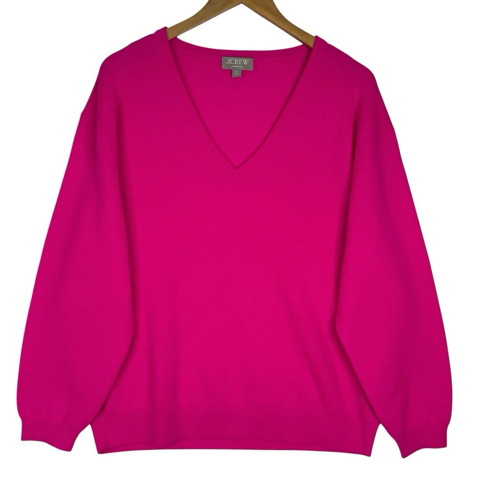 J.Crew Cashmere Sweater Womens M Pink V Neck 100% Cashmere Reimagined Pullover